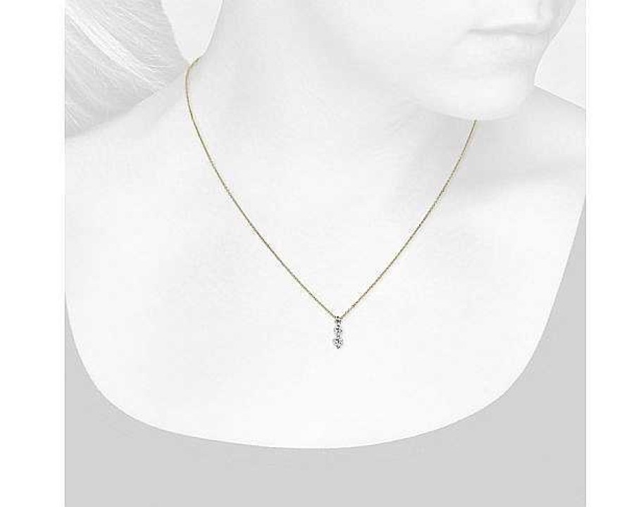 Necklaces | Blue Nile Three-Stone Drop Diamond Pendant In 18K Yellow Gold (1/2 Ct. Tw.)