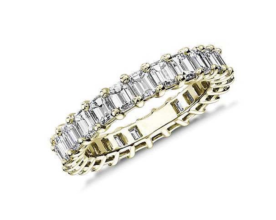 Women'S Rings | Blue Nile Emerald Cut Diamond Eternity Ring In 14K Yellow Gold (3 Ct. Tw.)