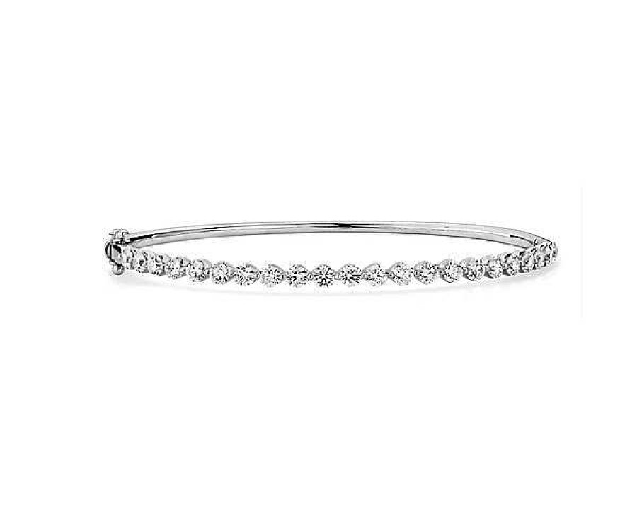 Bracelets | Blue Nile Floating Diamond Bangle In 14K White Gold (3 Ct. Tw.)