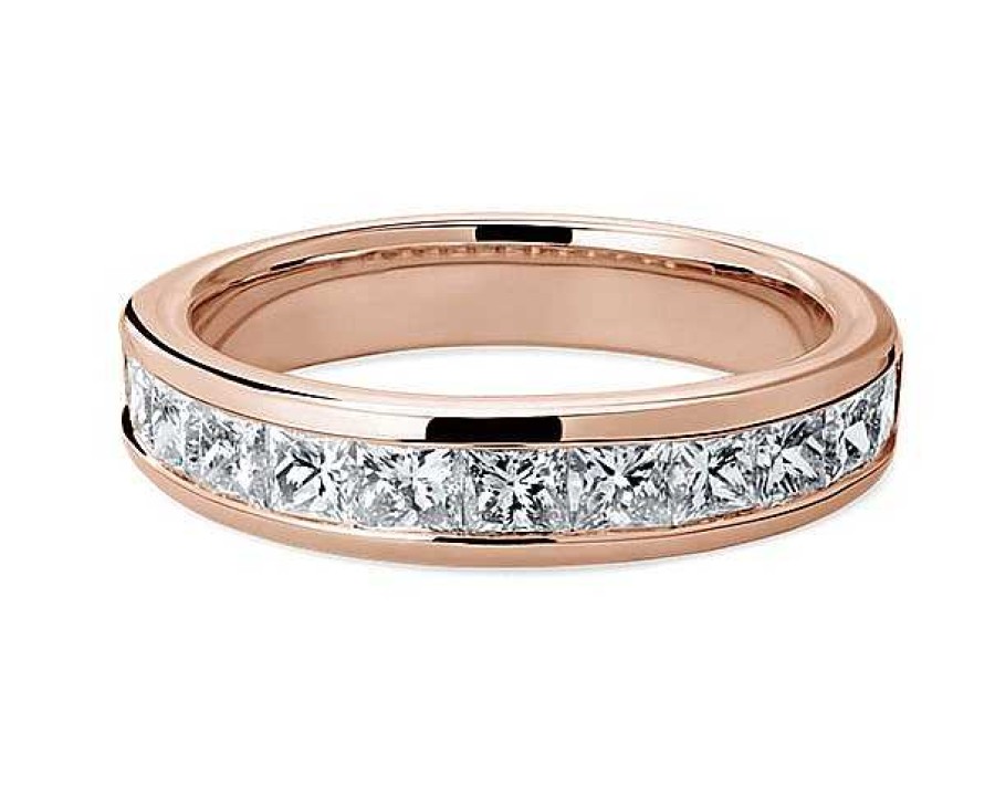 Women'S Rings | Blue Nile Channel Set Princess Diamond Ring In 14K Rose Gold (1 1/2 Ct. Tw.)