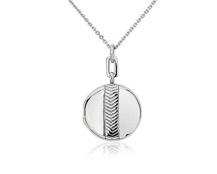 Necklaces | Blue Nile Round Chevron Locket In Sterling Silver