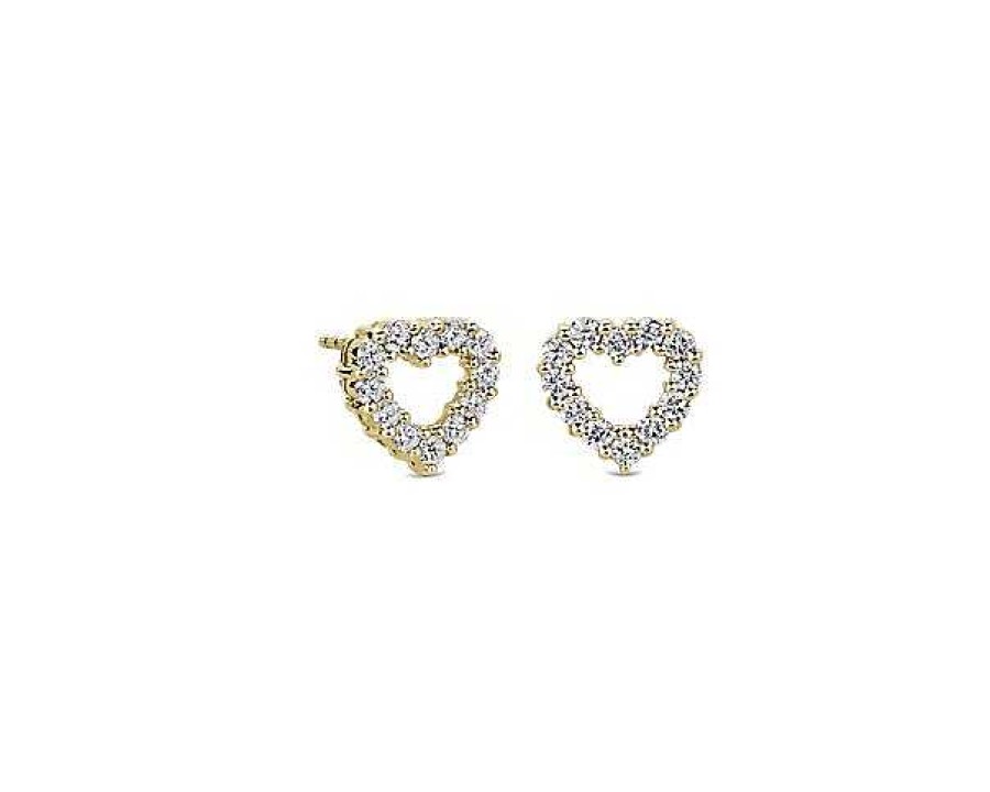 Earrings | Blue Nile Diamond Heart Earrings In 14K Yellow Gold (1/2 Ct. Tw.)