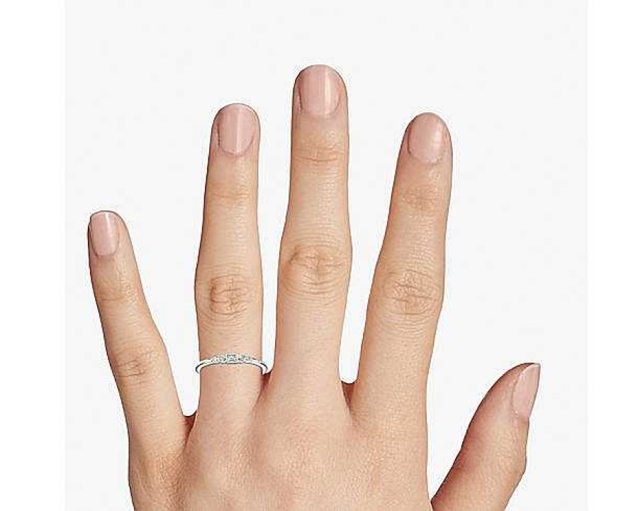 Rings | Blue Nile Diamond Baguette And Dot Fashion Ring In 14K White Gold (1/10 Ct. Tw.)