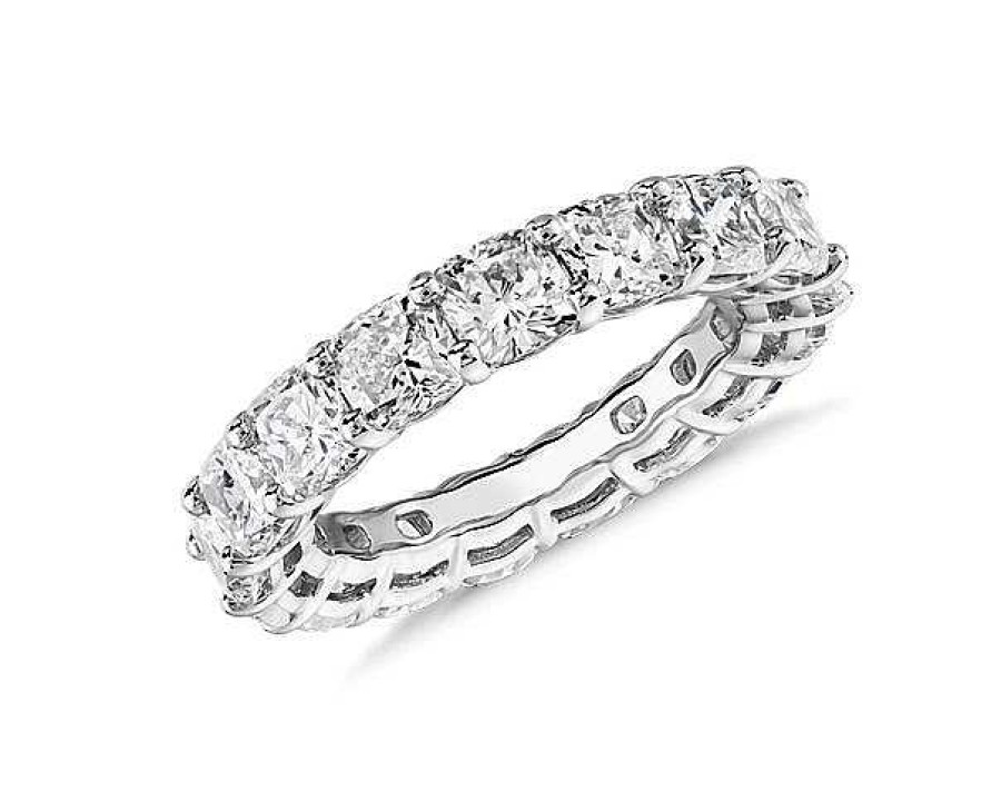 Women'S Rings | Blue Nile Cushion Cut Diamond Eternity Ring In 14K White Gold (6 Ct. Tw.)