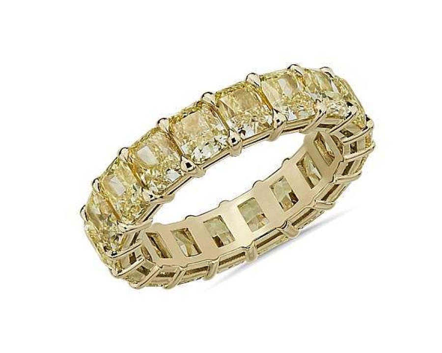 Women'S Rings | Blue Nile Radiant-Cut Yellow Diamond Eternity Ring In 18K Yellow Gold (6 3/8 Ct. Tw.)