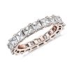 Women'S Rings | Blue Nile Asscher Cut Diamond Eternity Ring In 14K Rose Gold (4 Ct. Tw.)