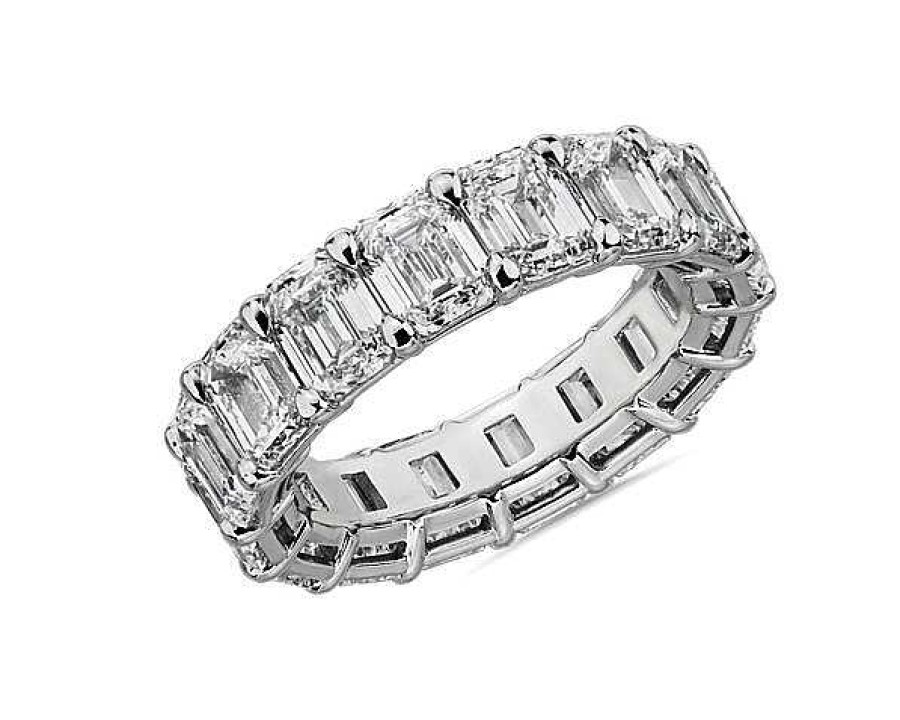 Women'S Rings | Blue Nile Emerald Cut Diamond Eternity Ring In 14K White Gold (8 Ct. Tw.)