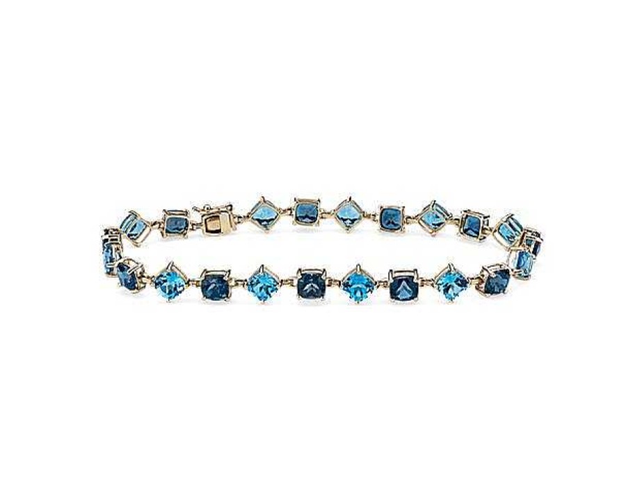 Bracelets | Blue Nile Swiss And London Blue Topaz Cushion Bracelet In 14K Yellow Gold