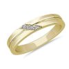 Men'S Rings | Blue Nile Diagonal Pav Diamond Grooved Wedding Ring In 14K Yellow Gold (.06 Ct. Tw.)