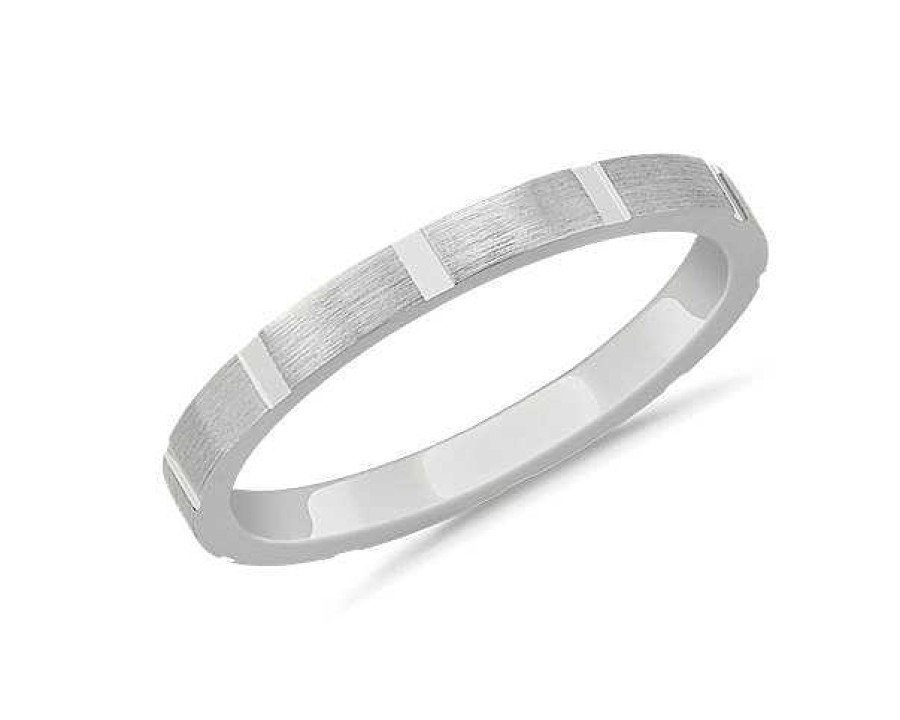 Women'S Rings | Blue Nile Stackable Cut Rectangle Ring In Platinum (2Mm)