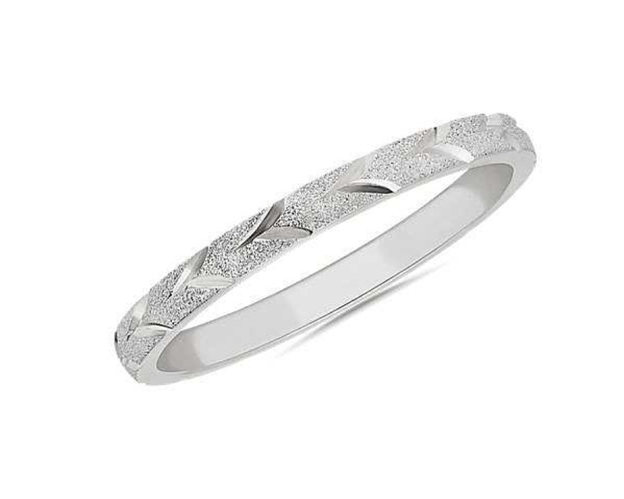 Women'S Rings | Blue Nile Swiss Cut Stackable Ring In 14K White Gold (2Mm)