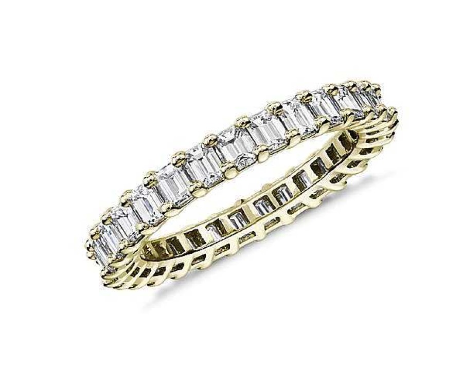 Women'S Rings | Blue Nile Emerald Cut Diamond Eternity Ring In 14K Yellow Gold (2 Ct. Tw.)