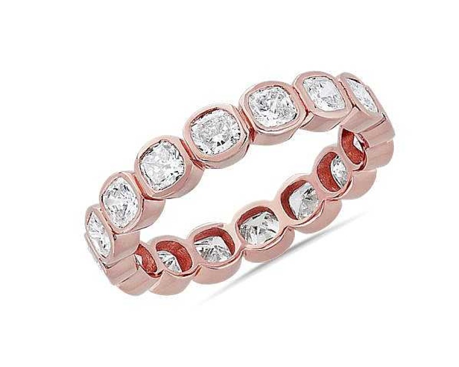 Women'S Rings | Blue Nile Bezel Cushion Diamond Eternity Ring In 14K Rose Gold (2 1/4 Ct. Tw.)