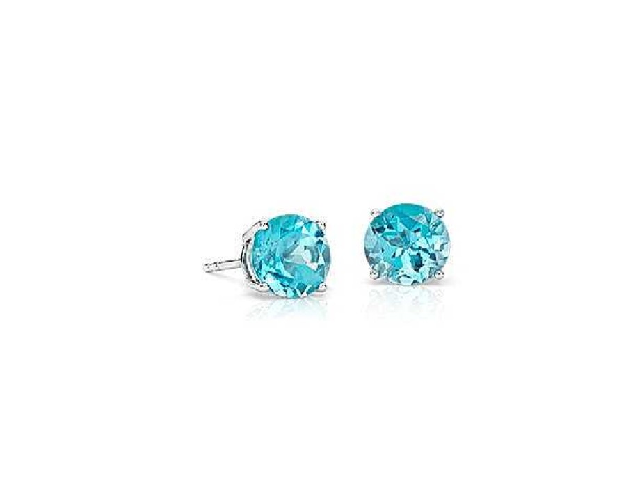 Earrings | Blue Nile Blue Topaz Stud Earrings In 14K White Gold (7Mm)