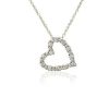 Necklaces | Blue Nile Luna Diamond Tilted Heart Shape Pendant In 14K Yellow Gold (1/2 Ct. Tw.)