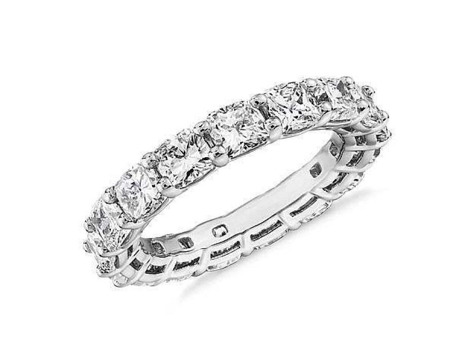 Women'S Rings | Blue Nile Lab Grown Diamond Cushion Cut Eternity Ring In 14K White Gold (5 Ct. Tw.)