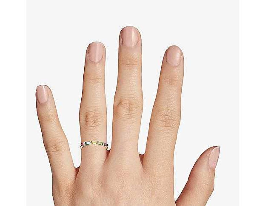 Rings | Blue Nile Pastel Multi Rainbow Gemstone And Diamond Ring In 14K Yellow Gold