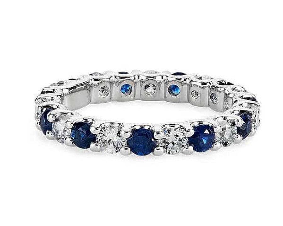 Rings | Blue Nile Luna Sapphire And Diamond Eternity Ring In 14K White Gold (2.8 Mm)