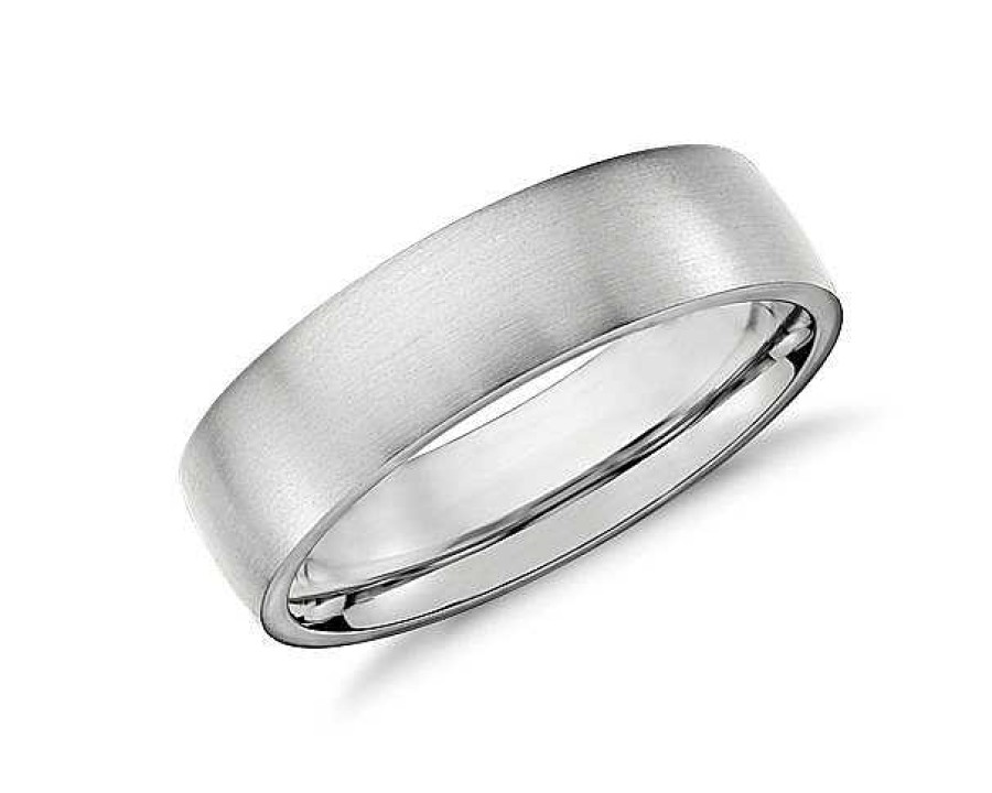 Men'S Rings | Blue Nile Matte Low Dome Comfort Fit Wedding Ring In Platinum (6Mm)