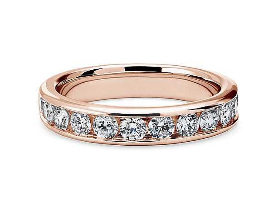 Women'S Rings | Blue Nile Channel Set Round Diamond Ring In 14K Rose Gold (1 Ct. Tw.)