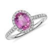 Rings | Blue Nile Pink Sapphire And Micropav Diamond Halo Ring In 14K White Gold (8X6Mm)