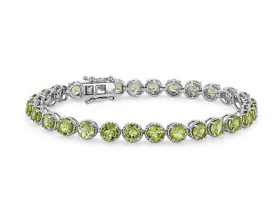 Bracelets | Blue Nile Peridot Round Rope Bracelet In Sterling Silver (5Mm)