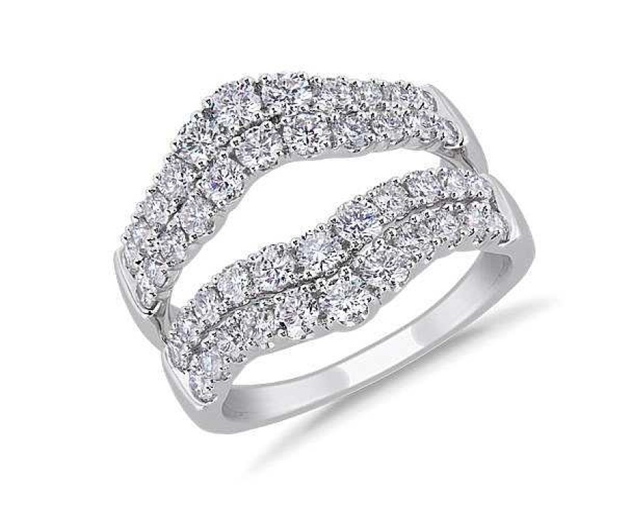 Women'S Rings | Blue Nile Two Row Prong-Set Diamond Ring Insert In 14K White Gold (2 Ct. Tw.)