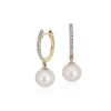 Earrings | Blue Nile Akoya Cultured Pearl And Diamond Drop Hoop Earrings In 14K Yellow Gold (6.5Mm)