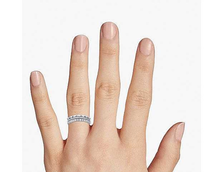 Rings | Blue Nile 3 Row Stacking Ring In 18K White Gold (3/4 Ct. Tw.)