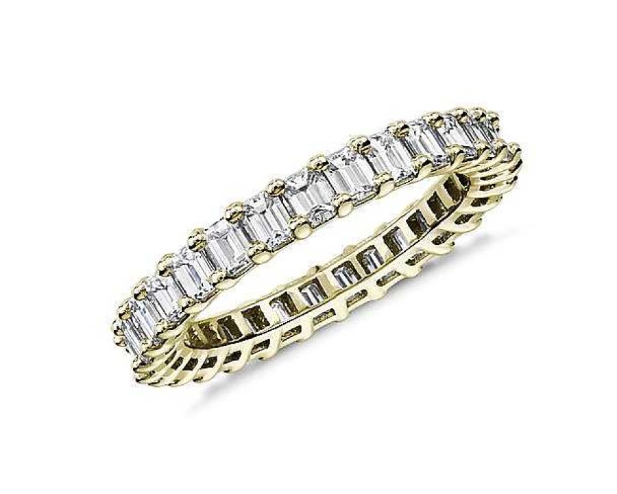 Women'S Rings | Blue Nile Lab Grown Diamond Emerald Cut Eternity Ring In 14K Yellow Gold (2 Ct. Tw.)