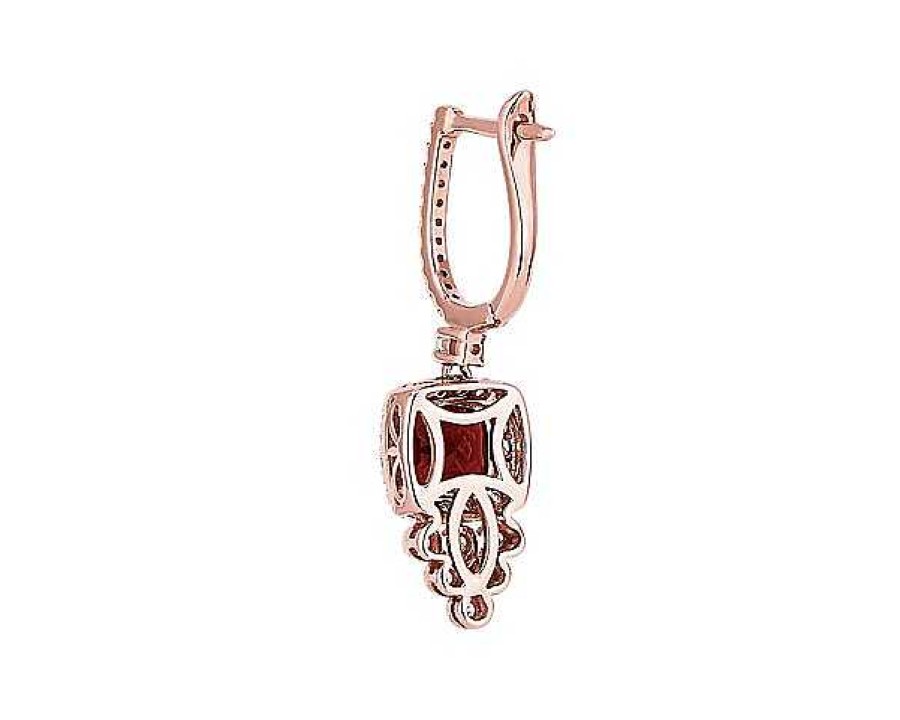 Earrings | Blue Nile Cushion Cut Garnet And Diamond Drop Earrings In 14K Rose Gold