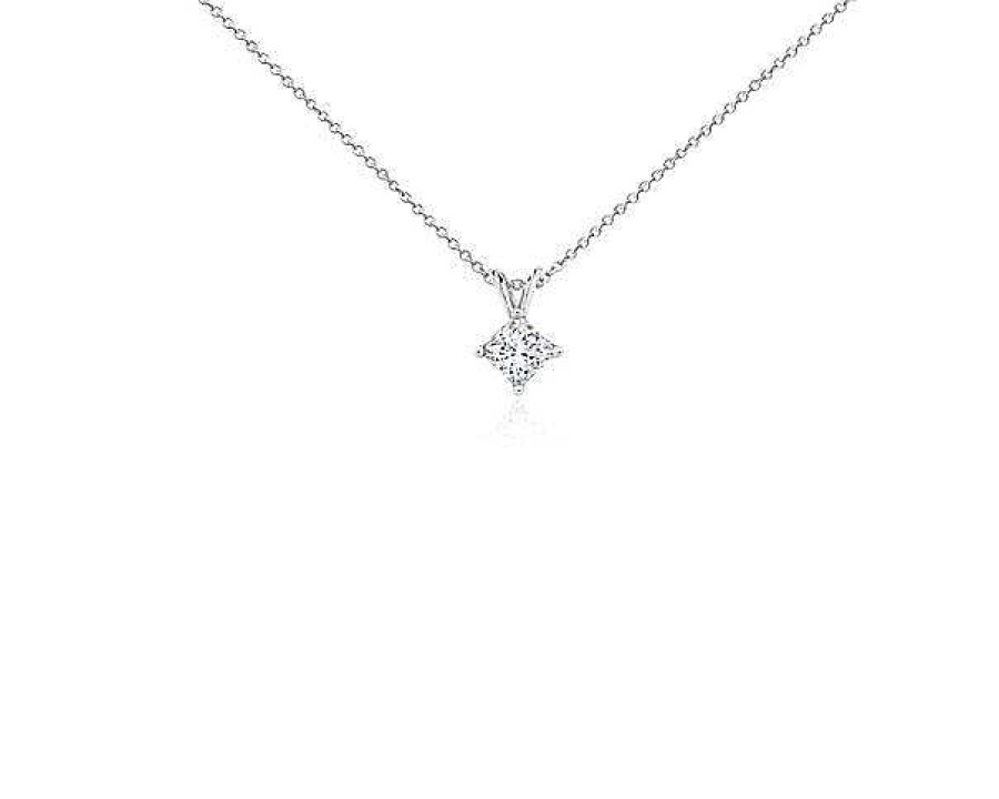 Necklaces | Blue Nile Princess Cut Diamond Solitaire Pendant In Platinum (1 Ct. Tw.)