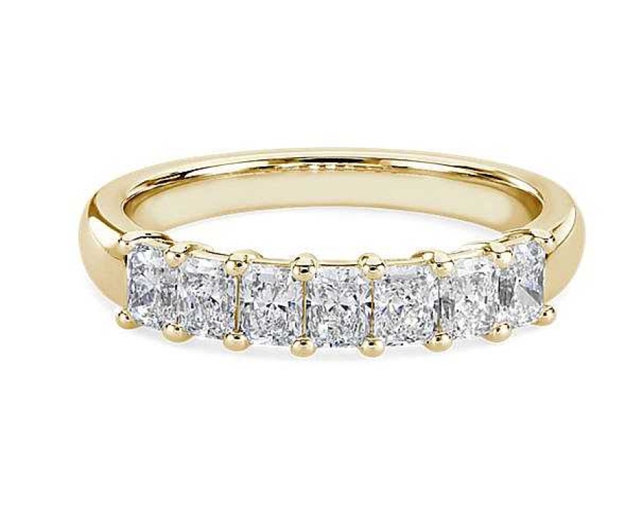 Women'S Rings | Blue Nile Seven Stone Radiant Lab Grown Diamond Ring In 14K Yellow Gold (1 Ct. Tw.)