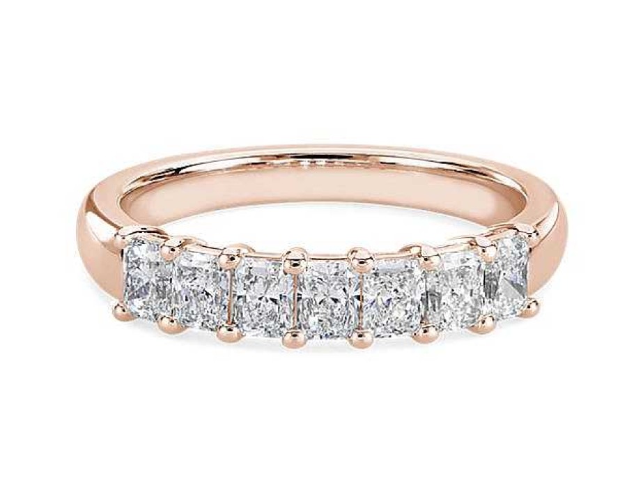 Women'S Rings | Blue Nile Seven Stone Radiant Diamond Ring In 14K Rose Gold (1 Ct. Tw.)