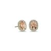 Earrings | Blue Nile Oval Morganite And Diamond Halo Stud Earrings In 14K Yellow Gold (5X7Mm)