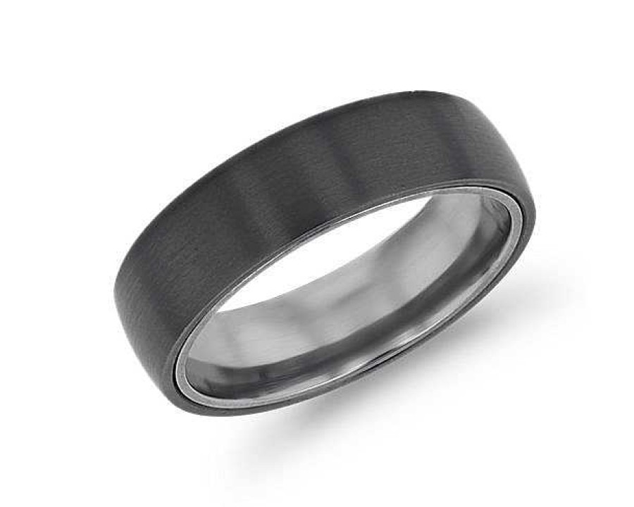 Men'S Rings | Blue Nile Matte Wedding Ring In Black Titanium And Tantalum (6.5Mm)