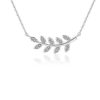 Necklaces | Blue Nile Diamond Vertical Leaf Necklace In 14K White Gold (1/10 Ct. Tw.)