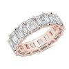 Women'S Rings | Blue Nile Emerald Cut Diamond Eternity Ring In 14K Rose Gold (11 Ct. Tw.)