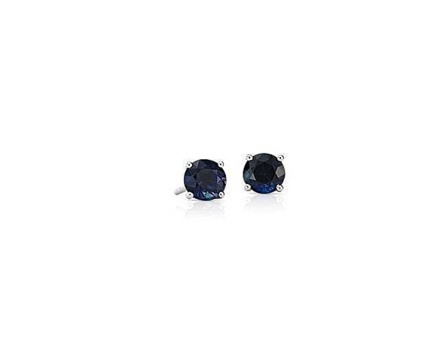 Earrings | Blue Nile Sapphire Stud Earrings In 18K White Gold (5Mm)