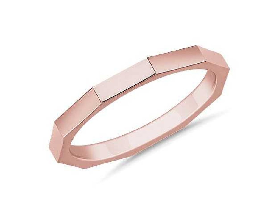 Women'S Rings | Blue Nile Stackable Rectangle Edged Ring In 14K Rose Gold (2Mm)