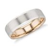 Men'S Rings | Blue Nile Matte Beveled Edge Wedding Ring In Platinum And 18K Rose Gold (6Mm)