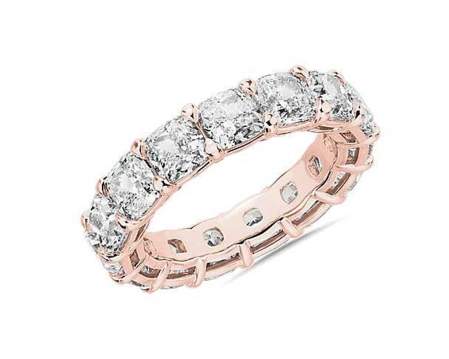 Women'S Rings | Blue Nile Cushion Cut Diamond Eternity Ring In 14K Rose Gold (8 Ct. Tw.)