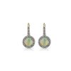 Earrings | Blue Nile Round Opal And Diamond Halo Drop Earrings In 14K Yellow Gold 5.5Mm