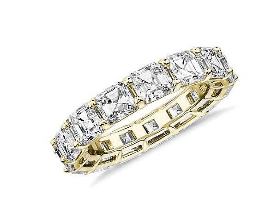 Women'S Rings | Blue Nile Asscher Cut Diamond Eternity Ring In 14K Yellow Gold (7 Ct. Tw.)