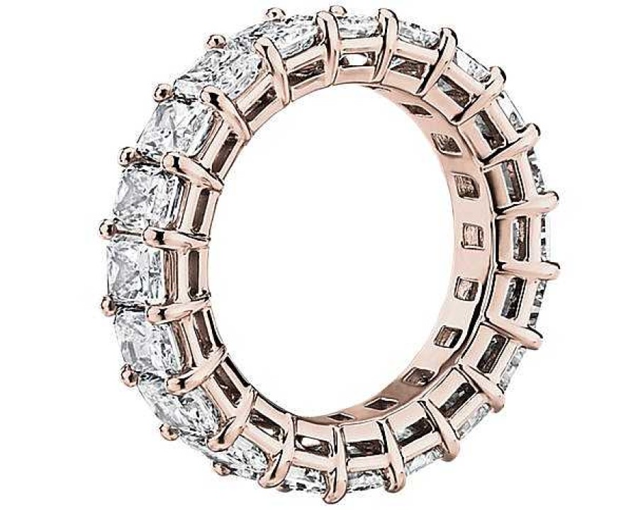 Women'S Rings | Blue Nile Radiant Cut Diamond Eternity Ring In 14K Rose Gold (6 Ct. Tw.)