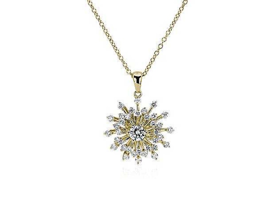 Necklaces | Blue Nile Sunburst Diamond Pendant In 14K Yellow Gold (3/4 Ct. Tw.)