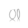 Earrings | Blue Nile Small Shimmer Cut Hoop Earrings In Platinum