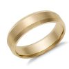 Men'S Rings | Blue Nile Beveled Edge Matte Wedding Ring In 14K Yellow Gold (6Mm)