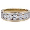 Men'S Rings | Blue Nile Lab Grown Diamond Two Tone 5-Stone Men'S Band In 14K Yellow Gold (1 1/2 Ct. Tw.)