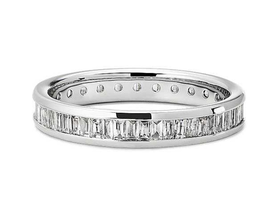 Women'S Rings | Blue Nile Channel Set Baguette Cut Diamond Eternity Ring In Platinum (1 Ct. Tw.)